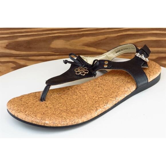 Michael Kors Sz‎ 4 M Black Thong Synthetic Women Sandals - Picture 1 of 7